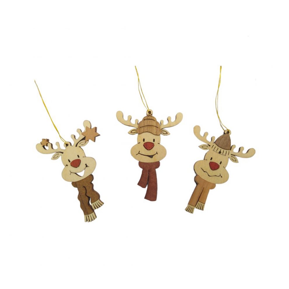 Tree decoration elk heads, 6 pcs.