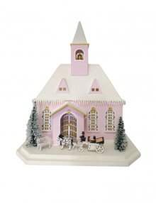 Lichterhaus rosa Kirche mit Hochzeitskutsche