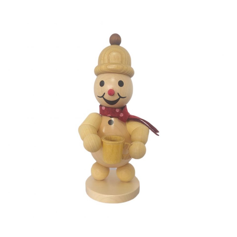 Snowman junior with mug and scarf, medium