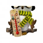 Incense figure snowy owl with thermometer