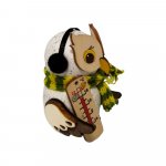 Wooden figure mini snowy owl with thermometer