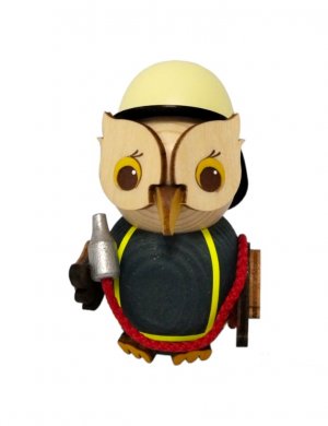Wooden figure mini owl fire brigade