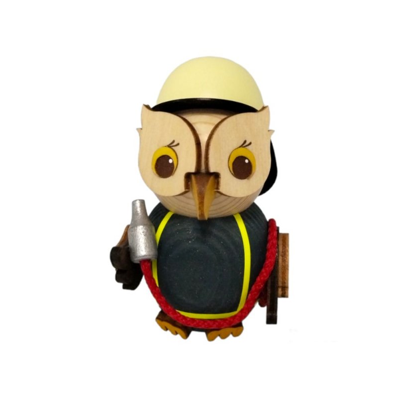 Wooden figure mini owl fire brigade