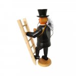 Smoking man chimney sweep with ladder