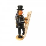 Smoking man chimney sweep with ladder