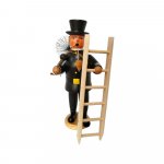 Smoking man chimney sweep with ladder