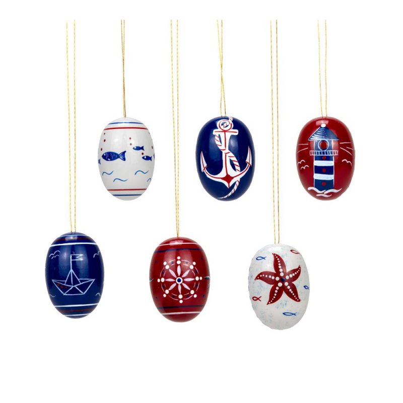 Hanging Easter eggs 6-part, motif maritime