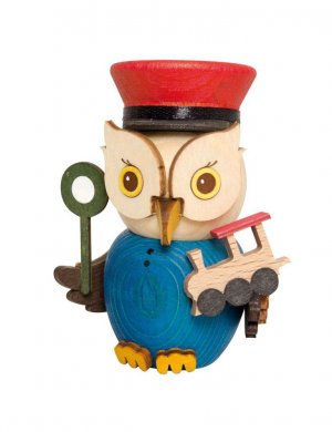 Wooden mini owl railway worker