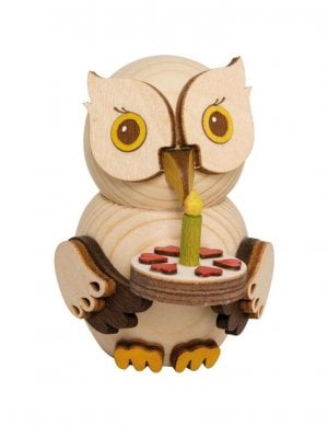 Wooden mini owl with cake
