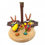Easter pyramid rabbit with egg and walking stick, natural