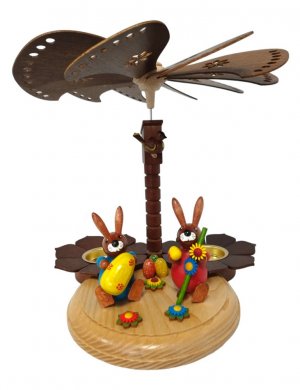 Easter pyramid rabbit with egg and walking stick, natural