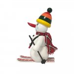 Smoking man snowman with ski