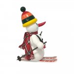 Smoking man snowman with ski