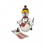 Smoking man snowman with ski