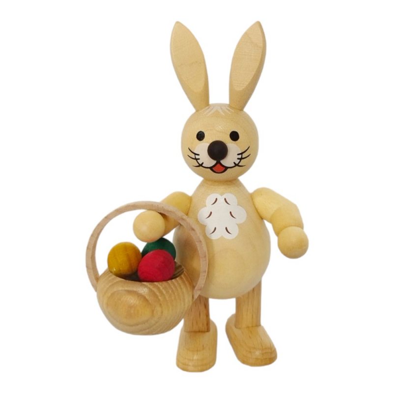 Easter bunny standing with basket of eggs