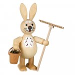 Easter bunny with bucket and rake