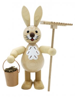 Easter bunny with bucket and rake, medium