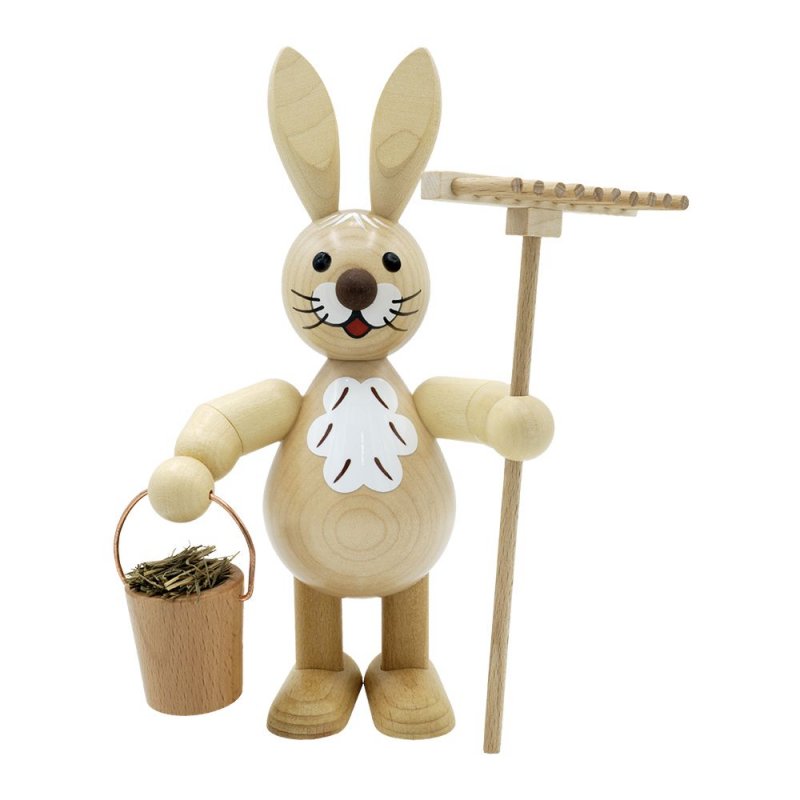 Easter bunny with bucket and rake, medium