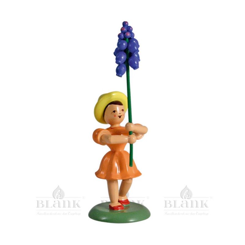 Blank flower child with grape hyacinth, colored