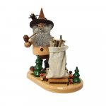 Smoking man forest gnome with cart