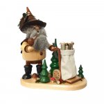 Smoking man forest gnome with cart