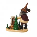 Smoking man forest gnome with cart