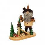 Smoking man forest gnome with squirrel