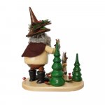 Smoking man forest gnome with squirrel