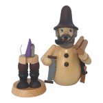 Smoking man forest gnome with saw, natural