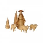 Nativity figure shepherd with sheep, natural