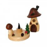 Smoker mushroom house brown cap curved and flat