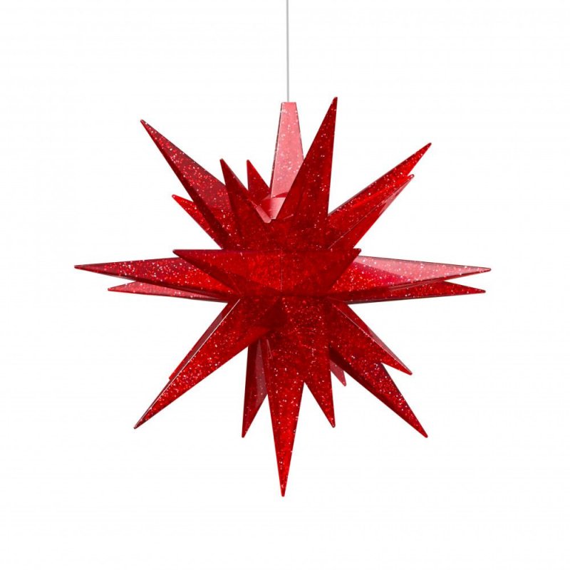 Moravian Star Plastic 13cm Red Glitter | Special edition 2023