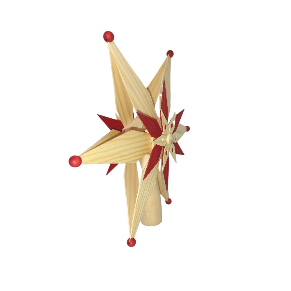 Tree hanging wooden stars, red - Erzgebirgskunst-Shop