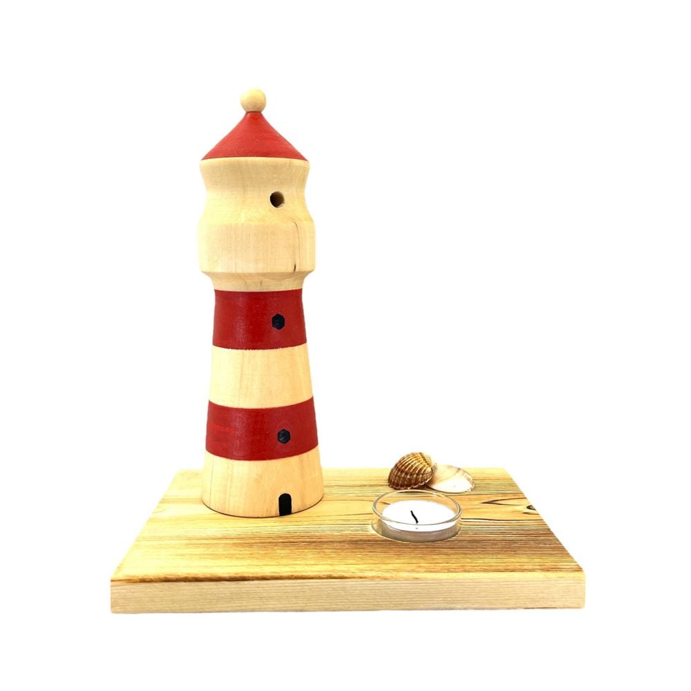 incense figure Lighthouse with Tealight Holder, red