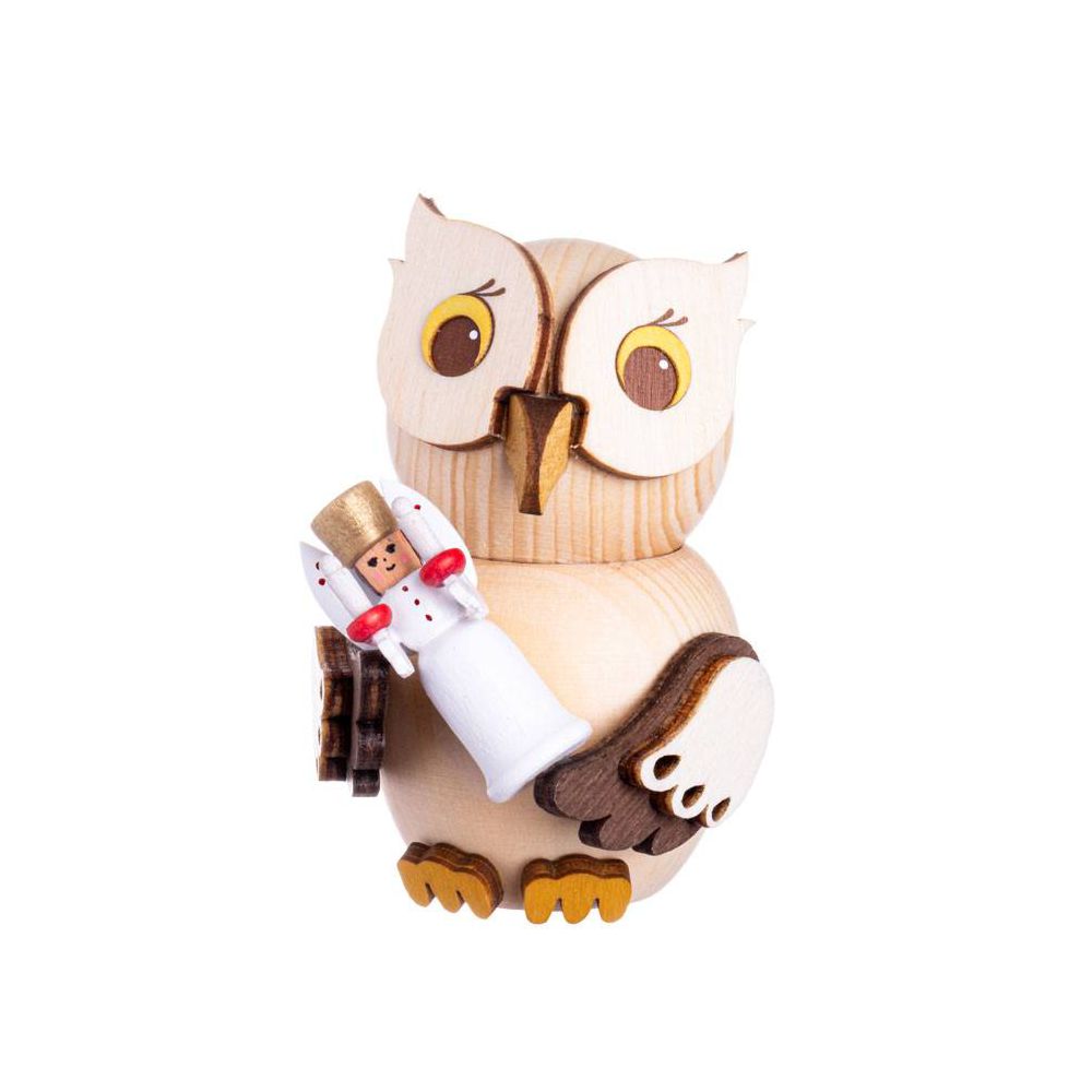 wooden figurine Mini Owl with angel