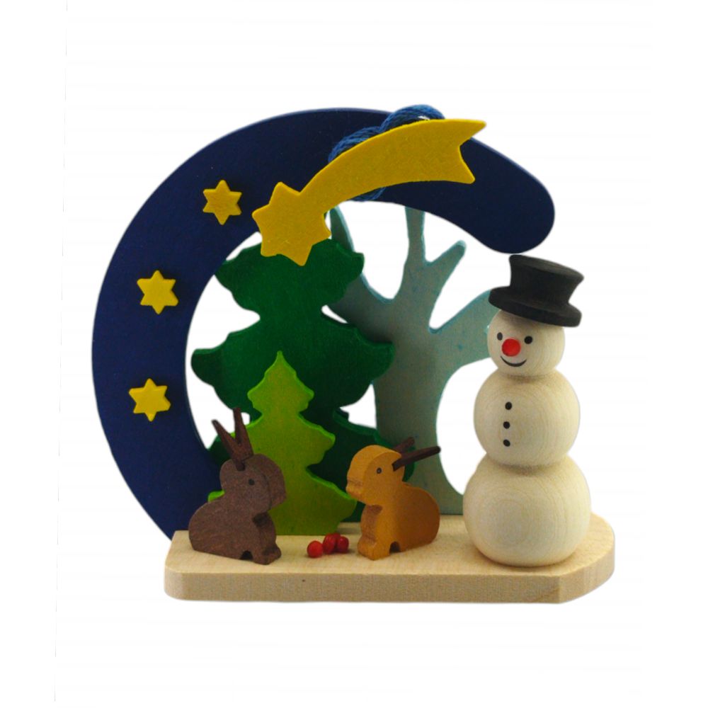  Tree hanging bow snowman with bunnies