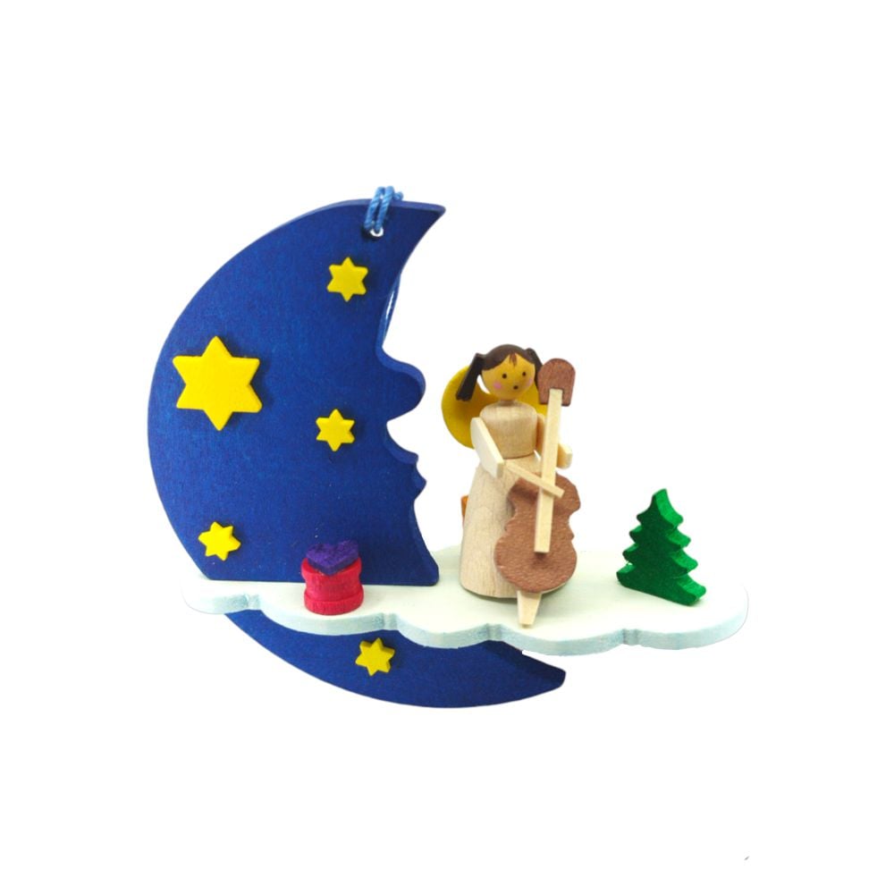 Tree hanging moon cloud angel with cello
