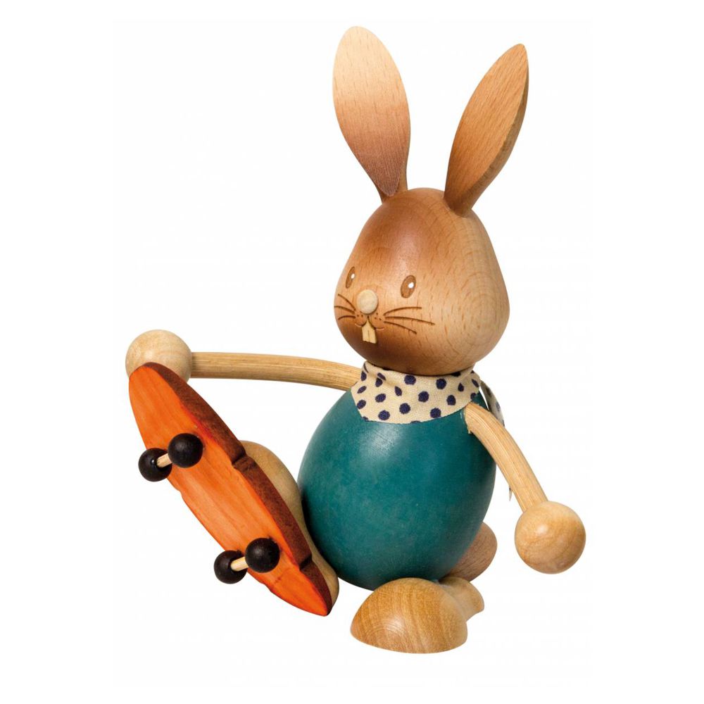 Easter bunny Stupsi with skateboard