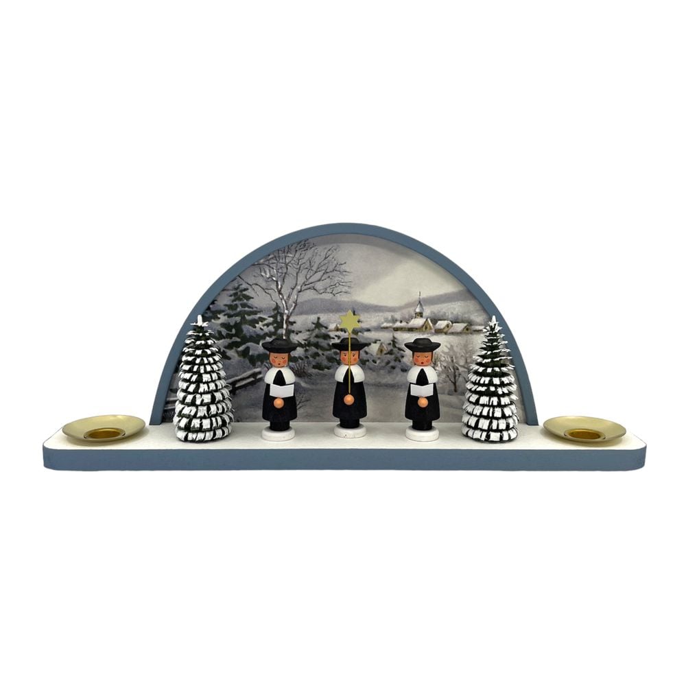 Candle holder winter arch with carolers