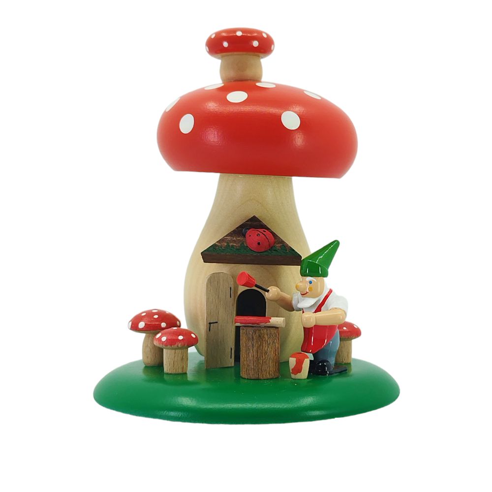 Smoking figure fly agaric with dwarf