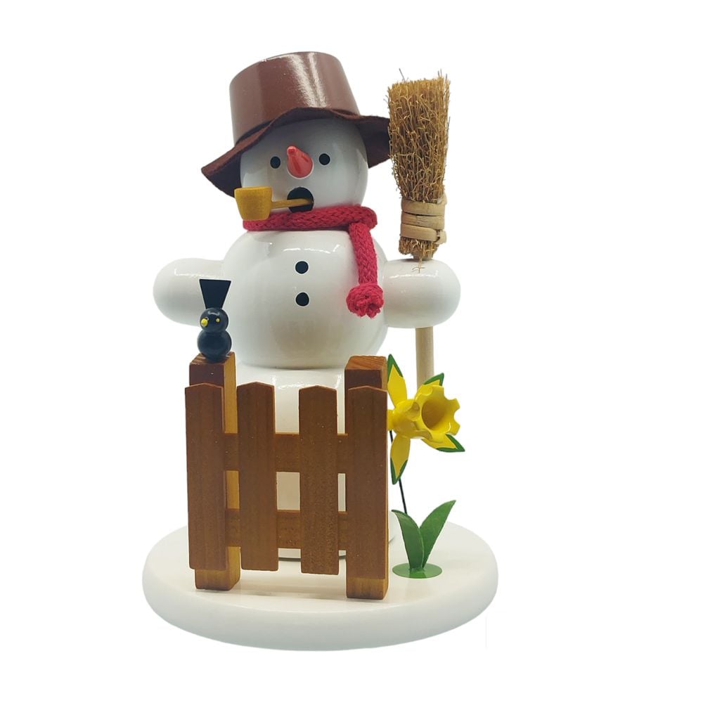 Smoker snowman with daffodil