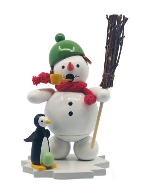 Smoker snowman with penguin