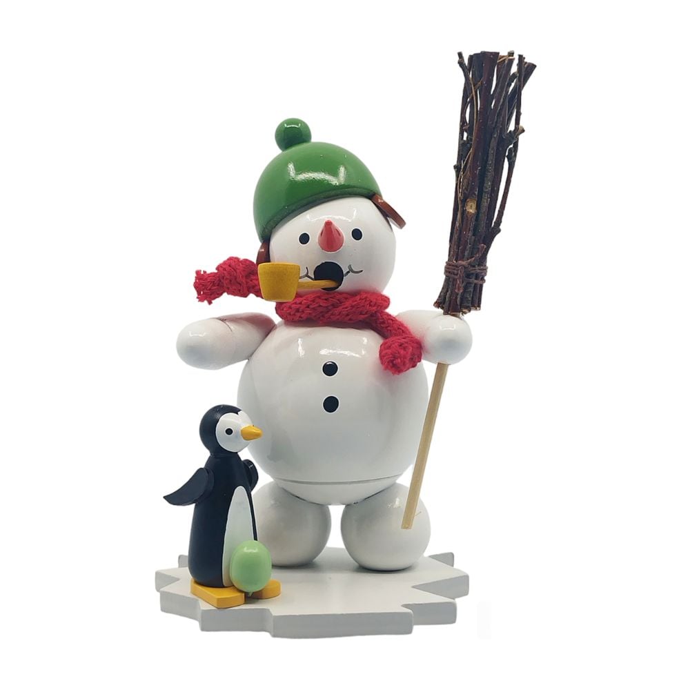 Smoker snowman with penguin