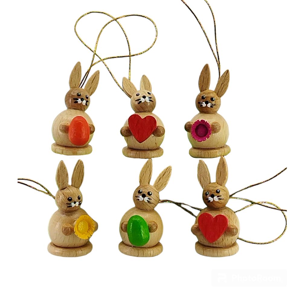 Hanging Easter bunnies, 6 pieces