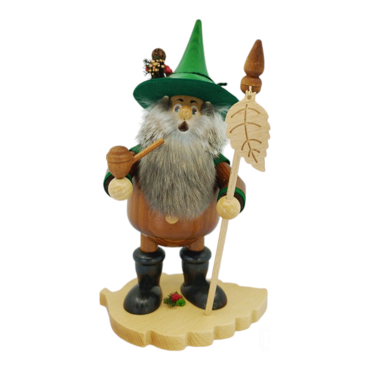 Smoking man beech leaf gnome, brown