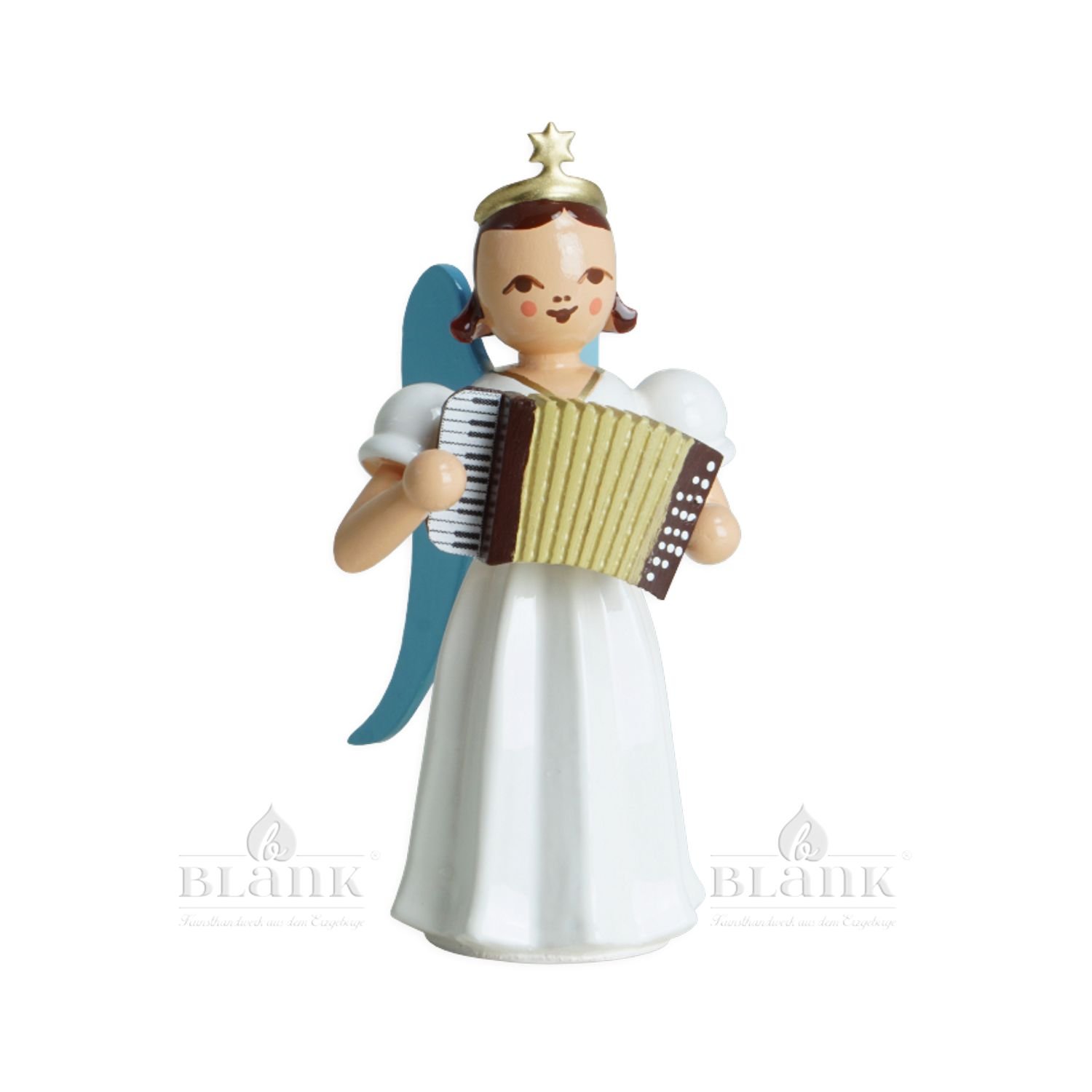 Blank long-robed angel with accordion, colored