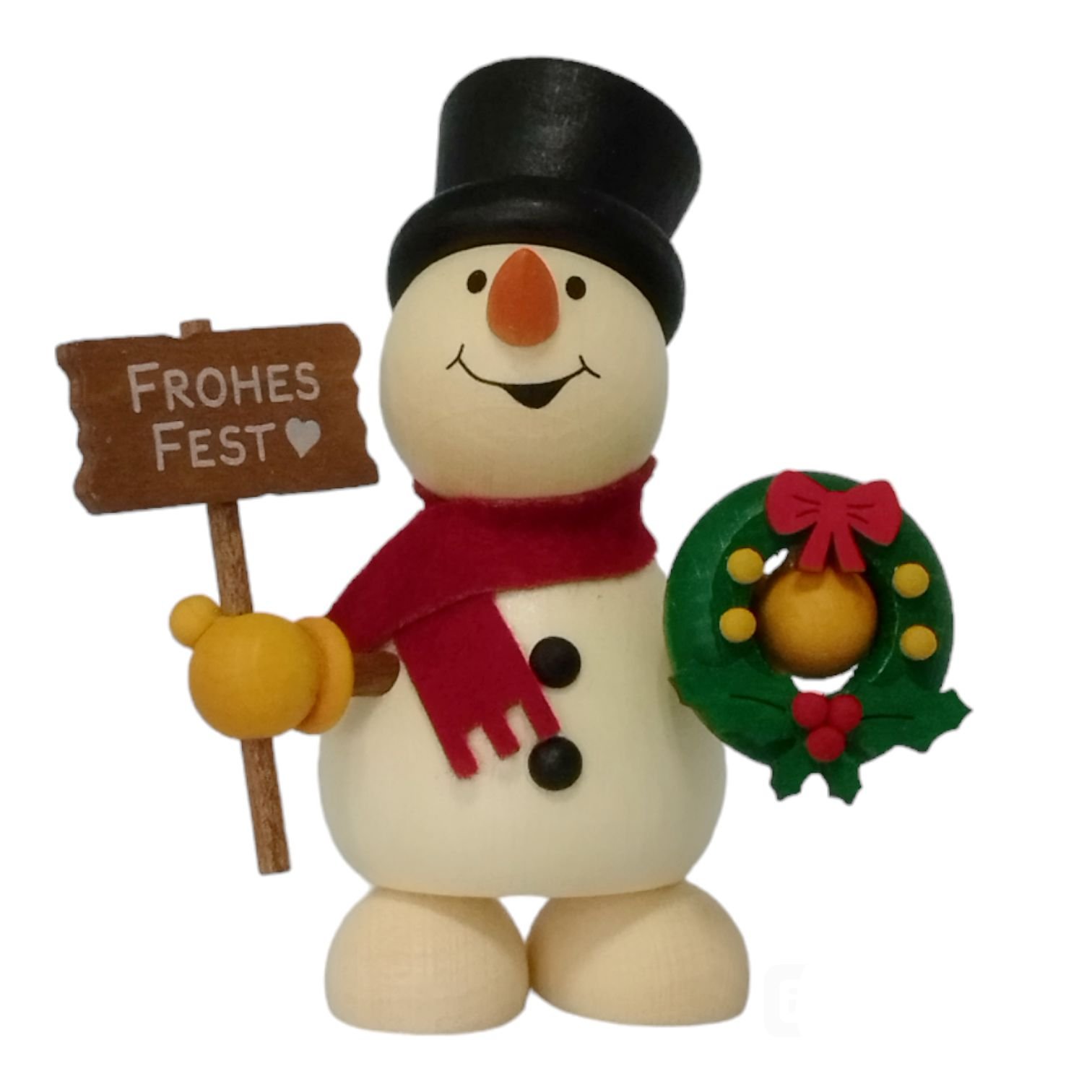 Snowman with Christmas wreath and sign