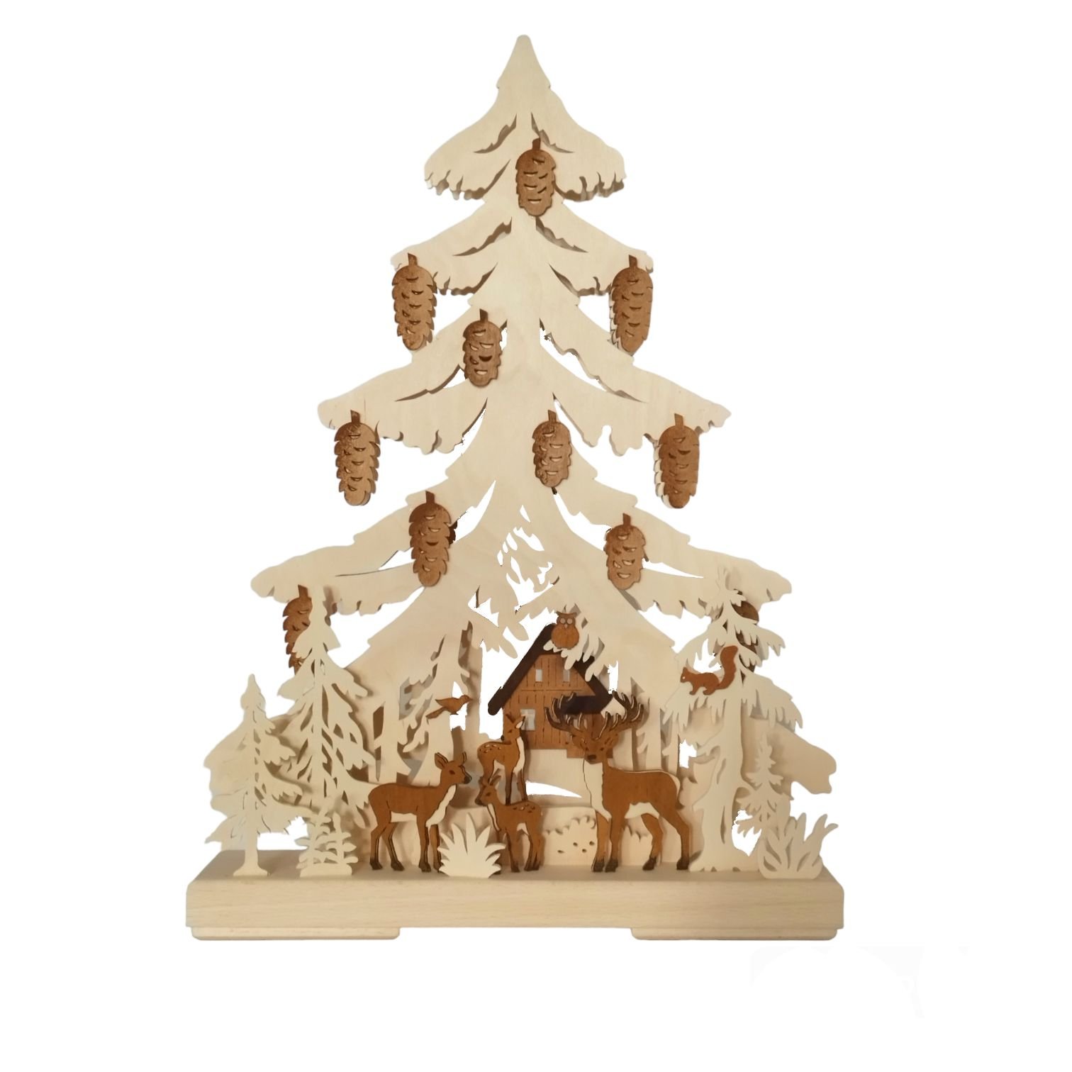 Christmas tree forest animals in a clearing