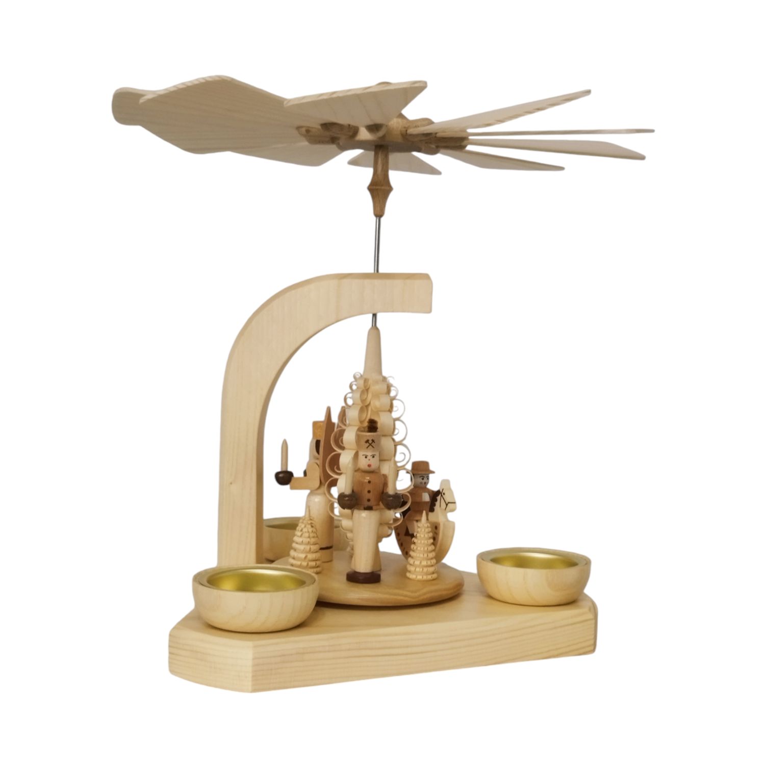 Pyramid angel and miner with rider, natural