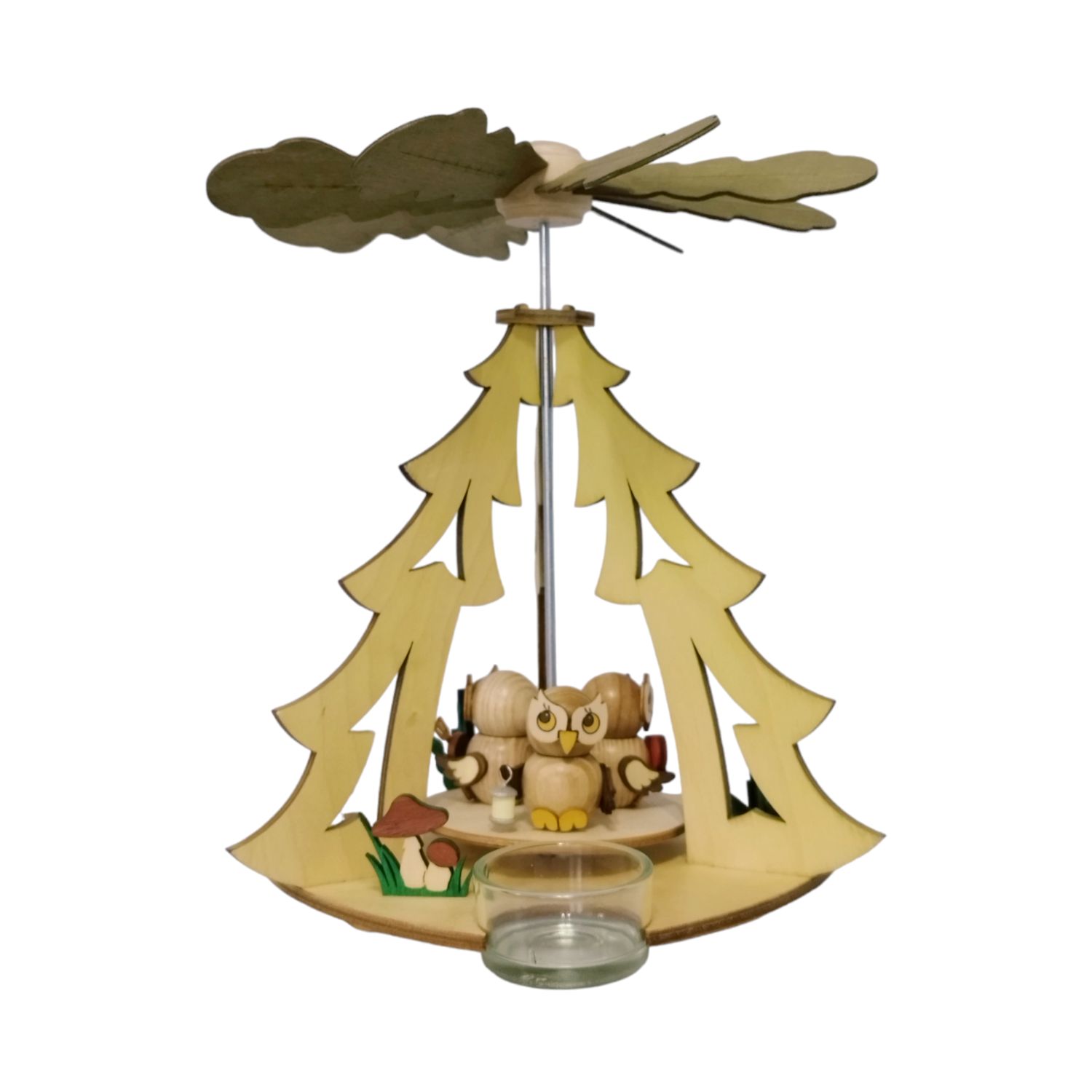 Tealight pyramid with owl children